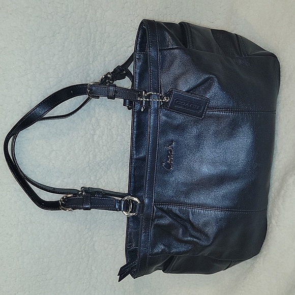 (J8) Coach Gallery Blue Smooth Leather Shoulder Bag - Picture 1 of 12
